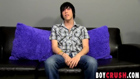 Interviewed emo twink plays with his rock solid dick solo