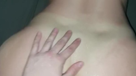 Sexy teen with oiled bubble butt fucked in doggy style POV