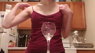 Squirting milk in a glass