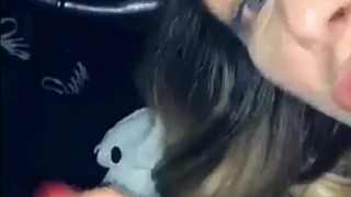 Cherie Snaps Sloppy Blowjob In The Car