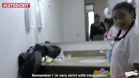 Dominant latina MILF loves making her cleaning lady cum - LETSDOEIT