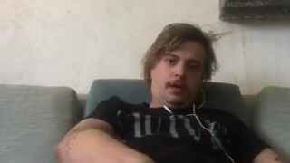 Dirty white boy tares underwear off and strokes till he cums