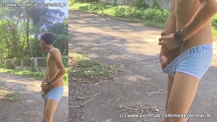 Andrei_B Jerking Off and Cumming in a Public Road