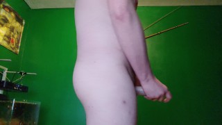 Straight Guy Strokes Big Cock and fingers his asshole