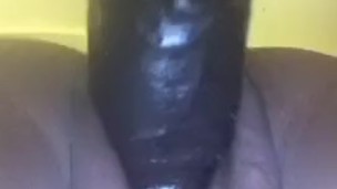 Squirt while ridding my huge ebony dildo