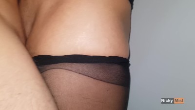 CUMMING IN MY BLACK PANTYHOSE AND PULL THEM UP - NICKY MIST 4K
