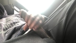 Jerking my big dick in car 1