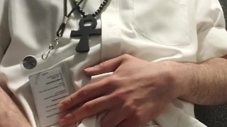 Long dick nerd enjoys teasing himself before work