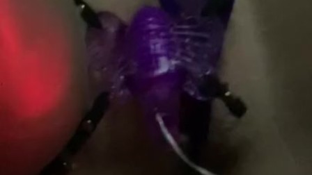Intense orgasm with butterfly vibrator