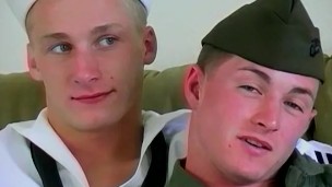 Gorgeous navy gays assfucking after passionate foreplay