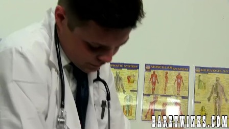 Blond twink slammed raw by horny young doctor