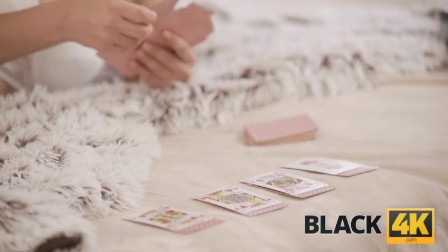 ebony4K. Card tricks and wonderful sex in interracial love scene