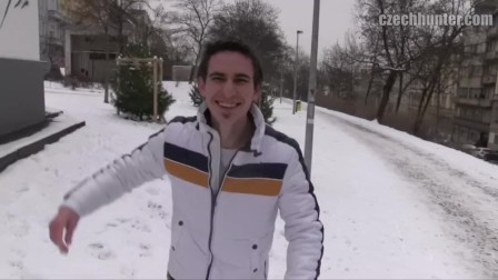 CZECH HUNTER 395 -  Cute Hunk Whips Out His Dick In The Snow Then Goes All In