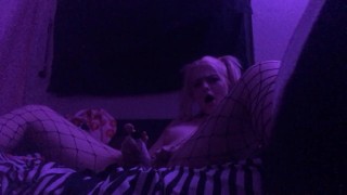 tiny blonde fucks herself on cam