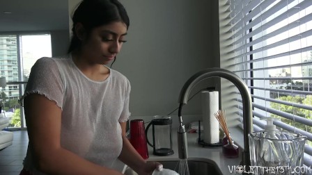 Violet Myers Sexy Dishwashing Voyeur Time