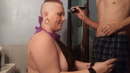 Shaving bald sucking dick