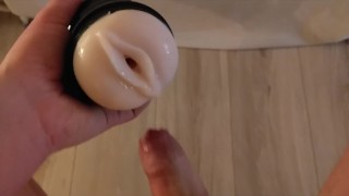 Uncut Cock with Cockring Cums in Fleshlight (Moaning, Foresking, Ballsplay)