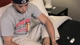 Jock Matt Woods caressing feet before masturbation