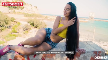 LETSDOEIT - Petite latina Spreads Her Legs For Outdoor Fucking
