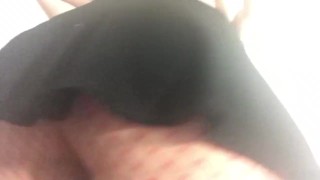 Carlycurvy playing with pussy and curves in short skirt and red fishnets