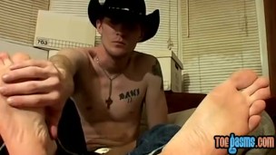 Cowboy gay Lee Barstow and Ty cumshot and foot fetish
