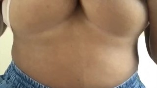 CURVY COLLEGE GIRL PLAYS WITH HER TITS FOR MOMS BF | bustynaomi