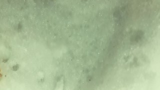 Cum onto friends cum mess after he jerk off at public