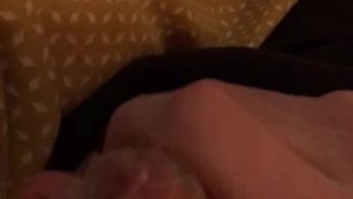 Quick cum in condom with uncut tight foreskin