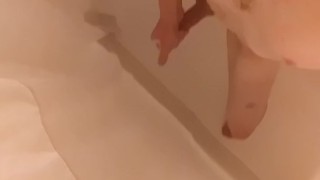 Straight guy jerking in the shower