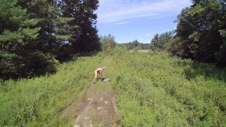 A naked jog with a drone follower