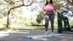 Huge Tit Plumper Milly Jogs and Fucks Young Trainer