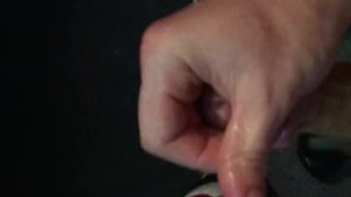 Edging my big curved dick and shooting