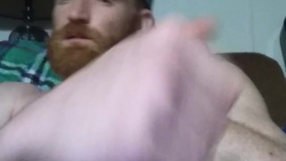 Big dick ginger stroking his dick till it gets hard and busts pt.1