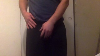 Small uncut cock jerk off tease in sweats