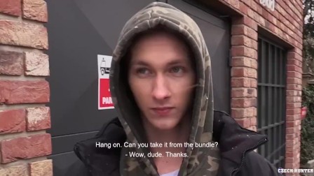 CZECH HUNTER 406 -  Twink In His Hoodie Gets Persuaded To Give Up His Ass For Cash