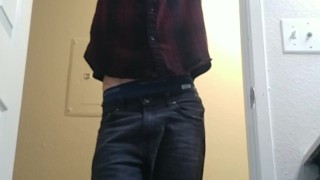 I catch you masturbating in the bathroom, watch you, then leave