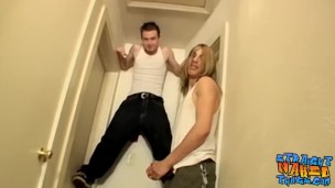 Young straight Damien jerking off with wall climbing buddy