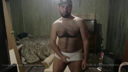 Hairy Daddy Madtabu Whitey Tightey undies and cock stroking