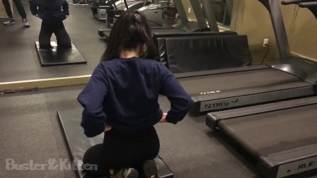 asian Flashes and sucks dick in public gym!