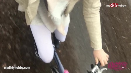 MyDirtyHobby - teen rubbing her pussy on her bike!