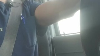 Awesome cumshot while driving to work