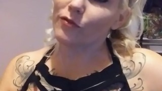 Hot blonde Tattooed milf slides toy in her big ass
