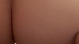 Fit white girl rides vibratory close up from behind
