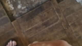 Teen cums on the floor