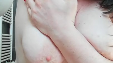 Horny BBW HAIRY wife ride Dildo in front lick hairy armpits fuck fat pussy