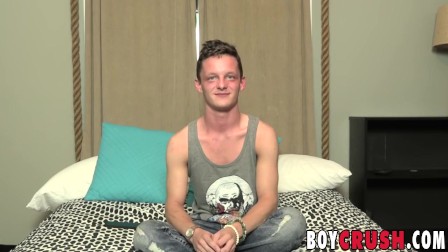 Handsome 18yo Andrew Callahan interviewed and jerking off