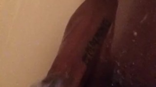 Stroking My Chocolate Curved BBC Until Cum Explosion In Shower