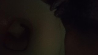 Shh, quietly playing after cumming on the toilet