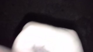 Yoga pants slut strokes dick outside