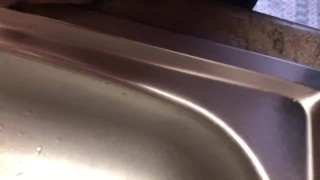 Lance tiny dick pissing in kitchen sink